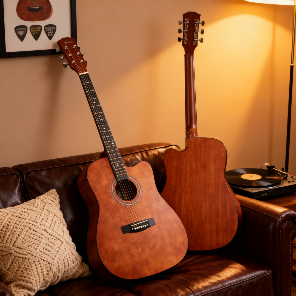 38-Inch Acoustic Guitar, Gloss & Matte Finish, Bound Edges