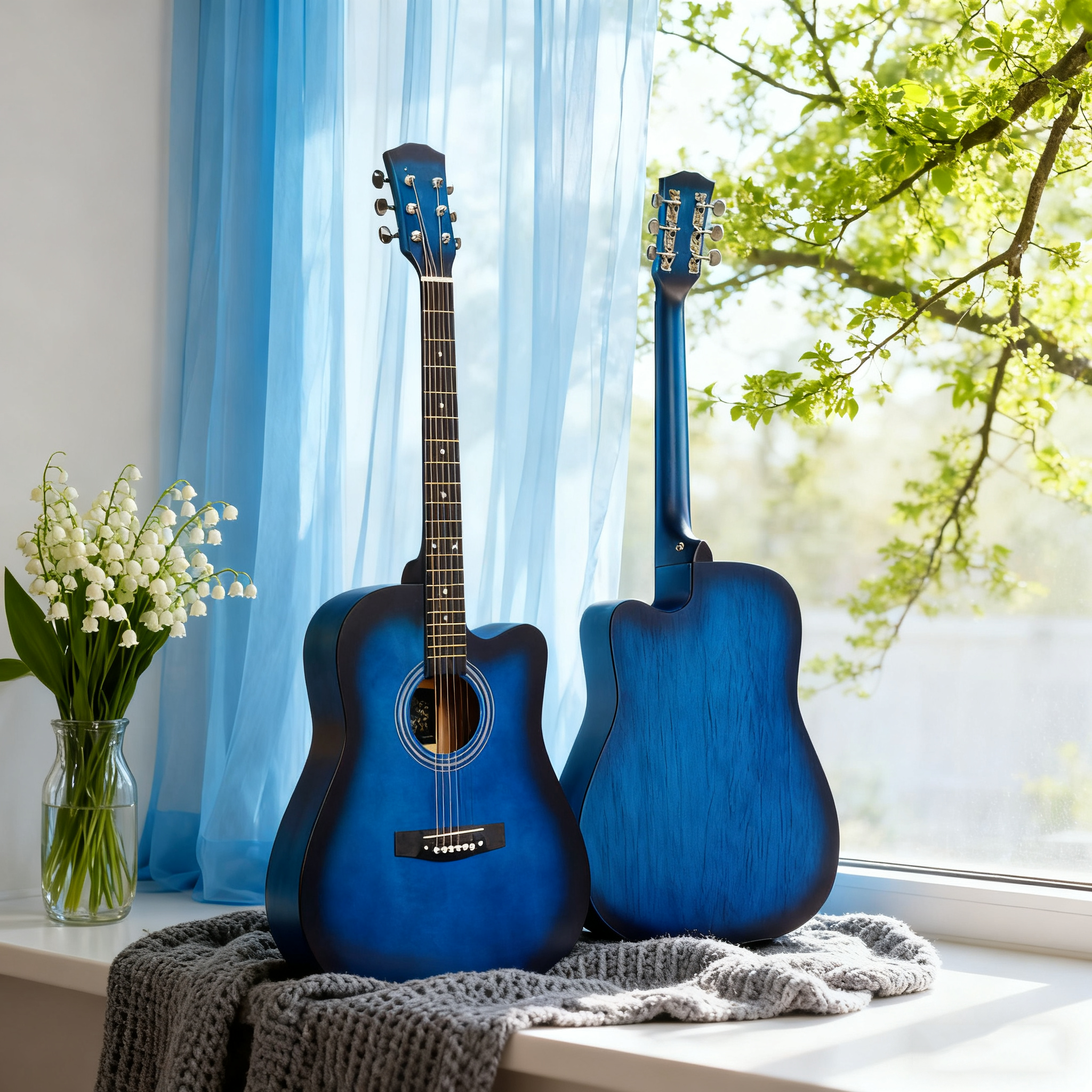 38-Inch Acoustic Guitar, Gloss & Matte Finish, Bound Edges