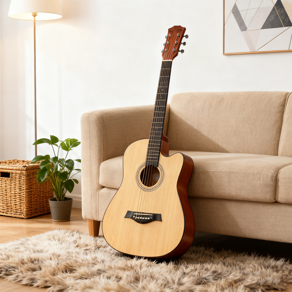 38-Inch Acoustic Guitar, Beginner Folk Guitar for Practice & Learning